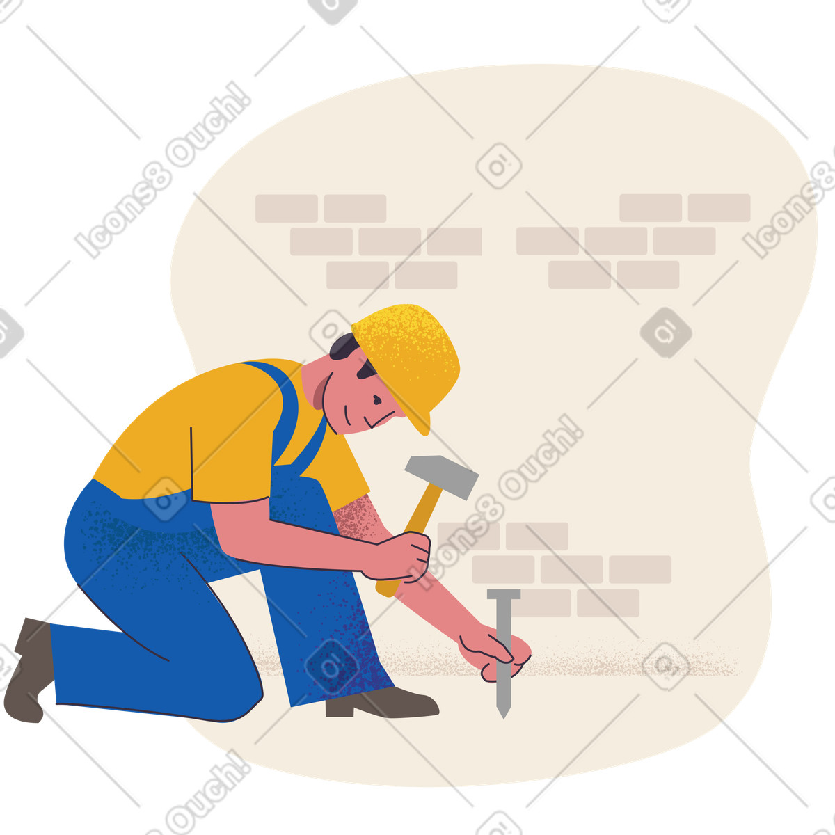 Builder on duty illustration in Pale style download in PNG, SVG
