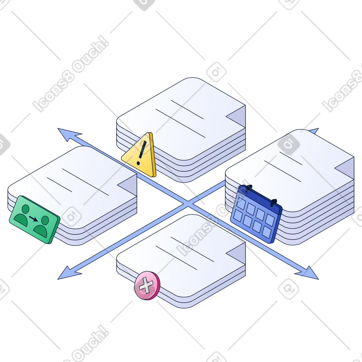 Stacked tasks in prioritization matrix, Product management and decision making illustration in PNG, SVG