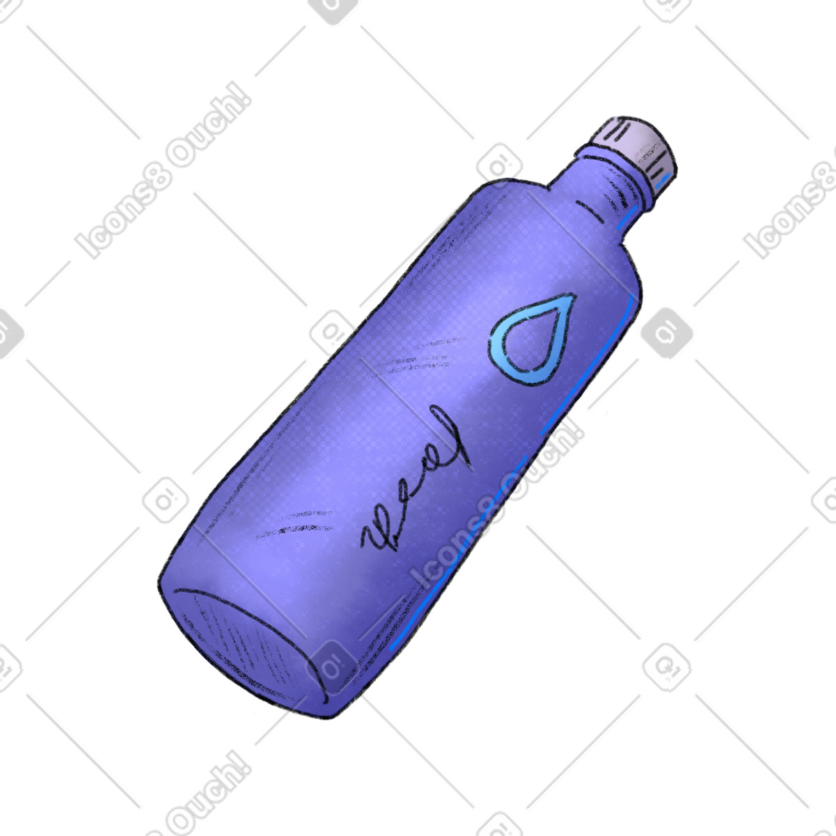 Water bottle illustration in Moments style download in PNG, SVG