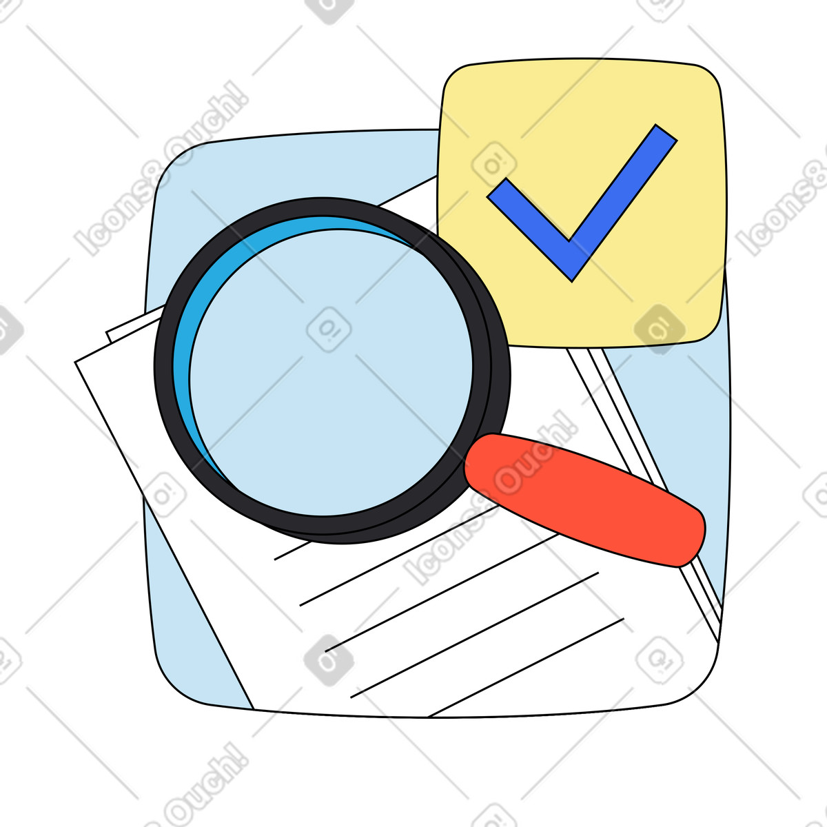 Mit der lupe nach informationen im dokument suchen-Illustration Kindy-Stil als Download in PNG, SVG