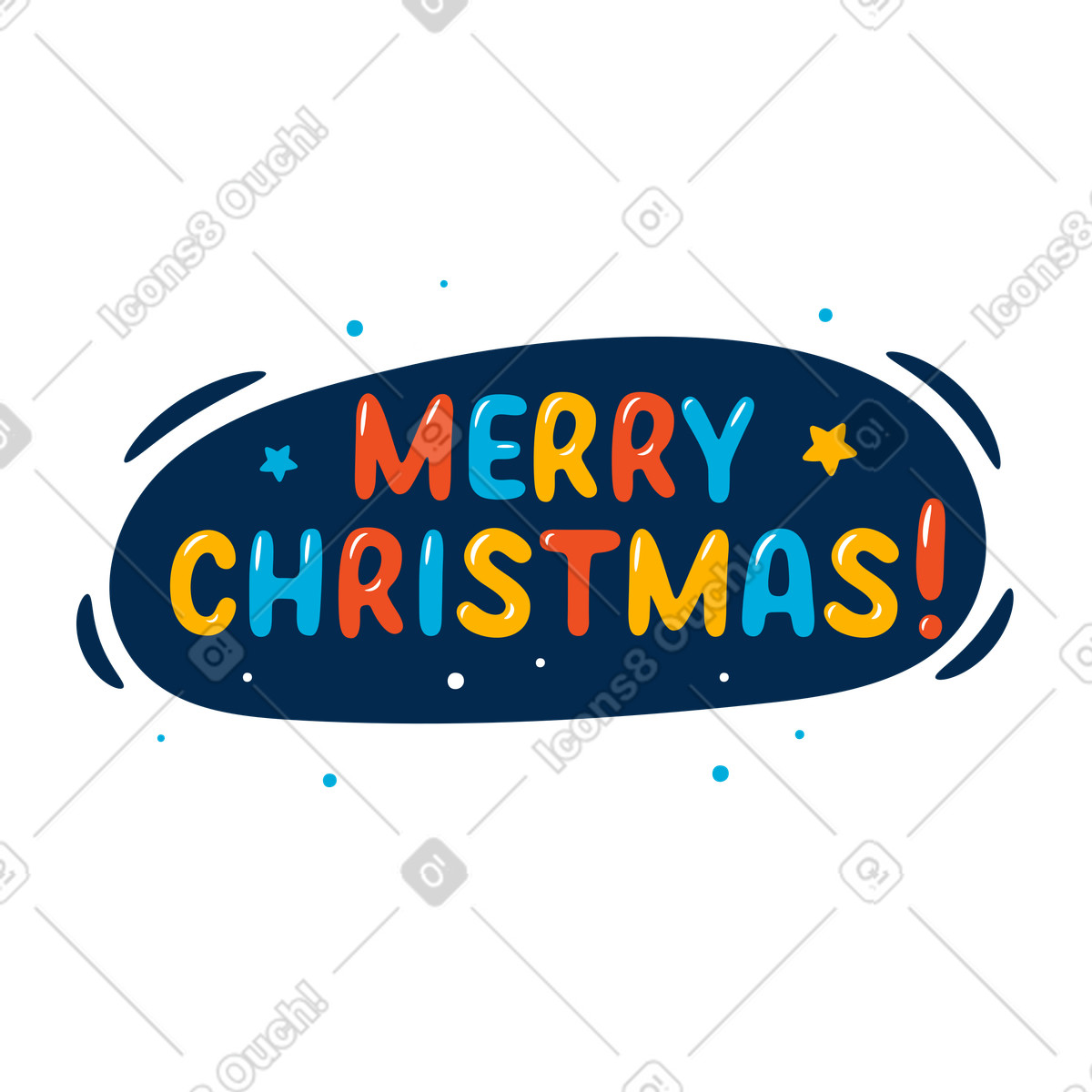 Ilustración Letras de feliz navidad con estrellas en estilo Flame a descargar en PNG y SVG
