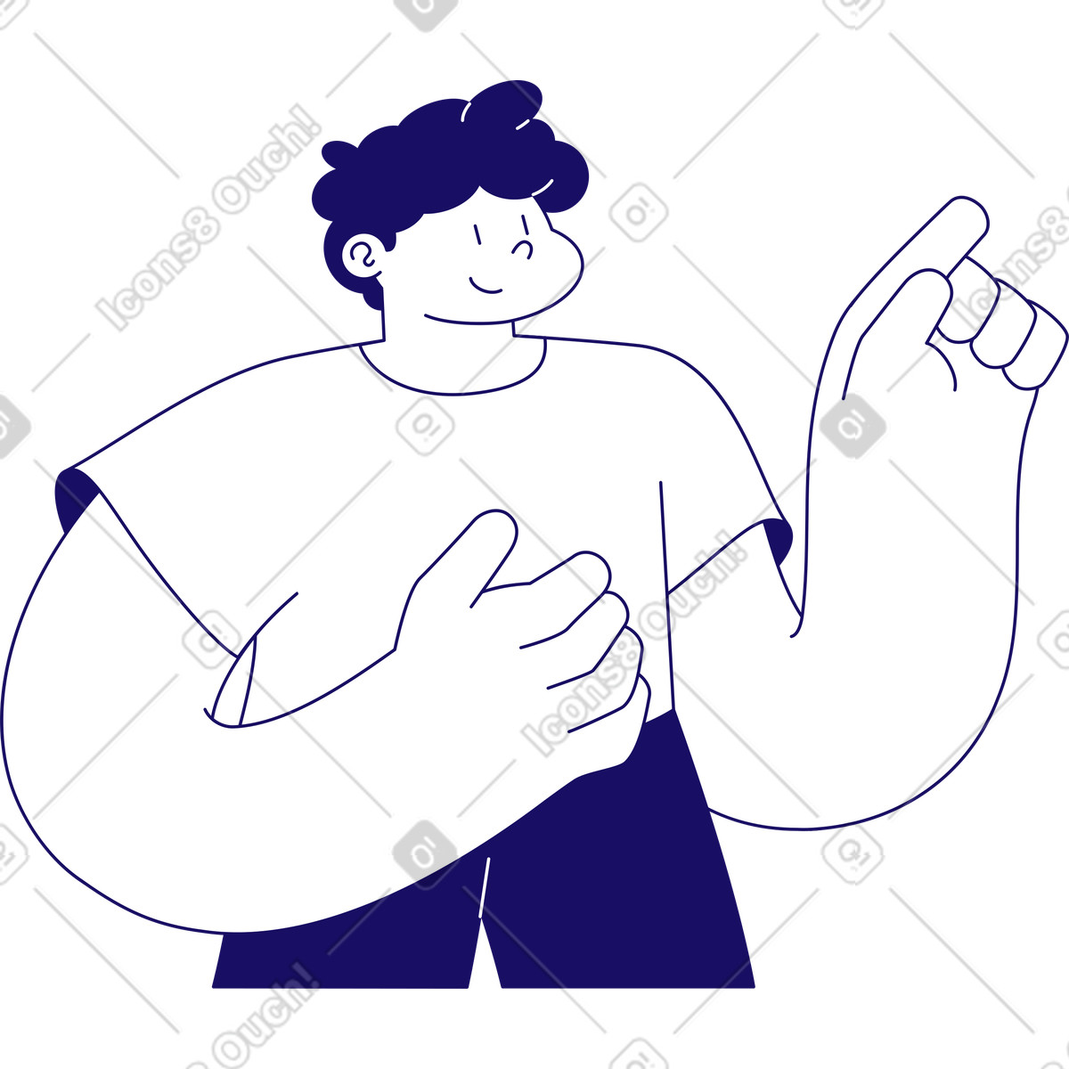 Bendy スタイルの 何かを指差す男性 のイラストをPNG、SVG形式でダウンロード