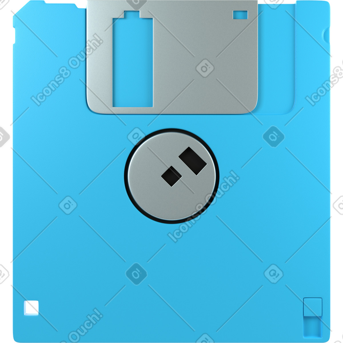 Blue floppy diskette back front view illustration in 3D Business style download in PNG, SVG