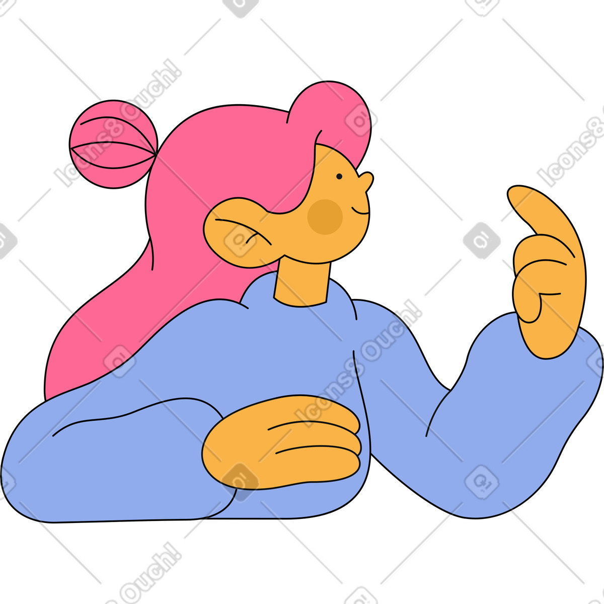 Illustration Femme regardant vers le haut dans style Bloom à télécharger aux formats PNG, SVG