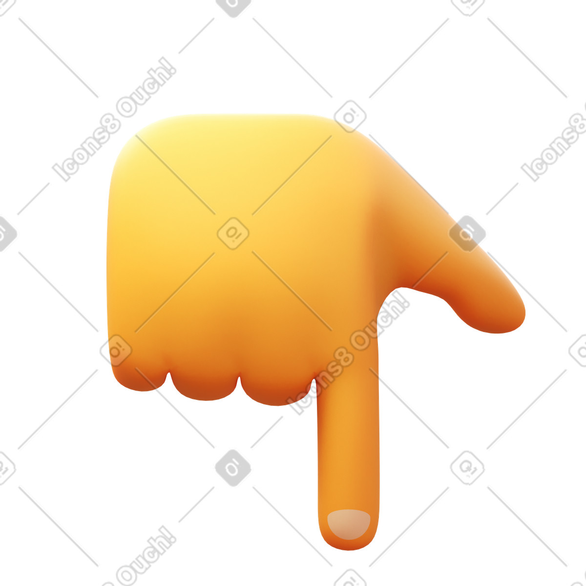 Finger pointing down illustrazione in stile 3D Fluency scarica in PNG, SVG