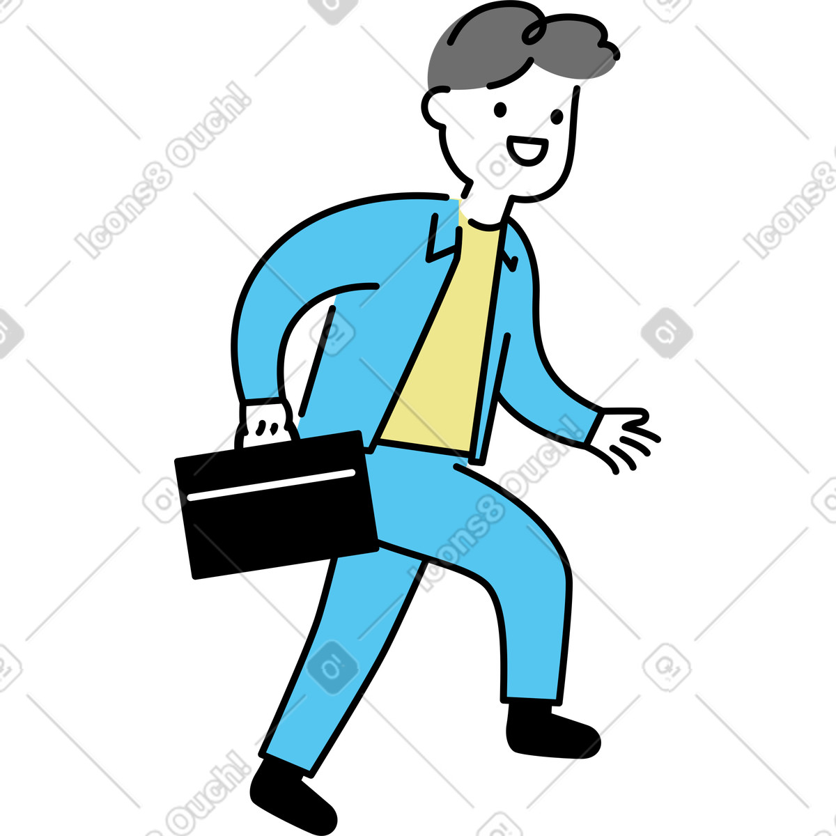 Giovane che cammina illustrazione in stile Mochi scarica in PNG, SVG