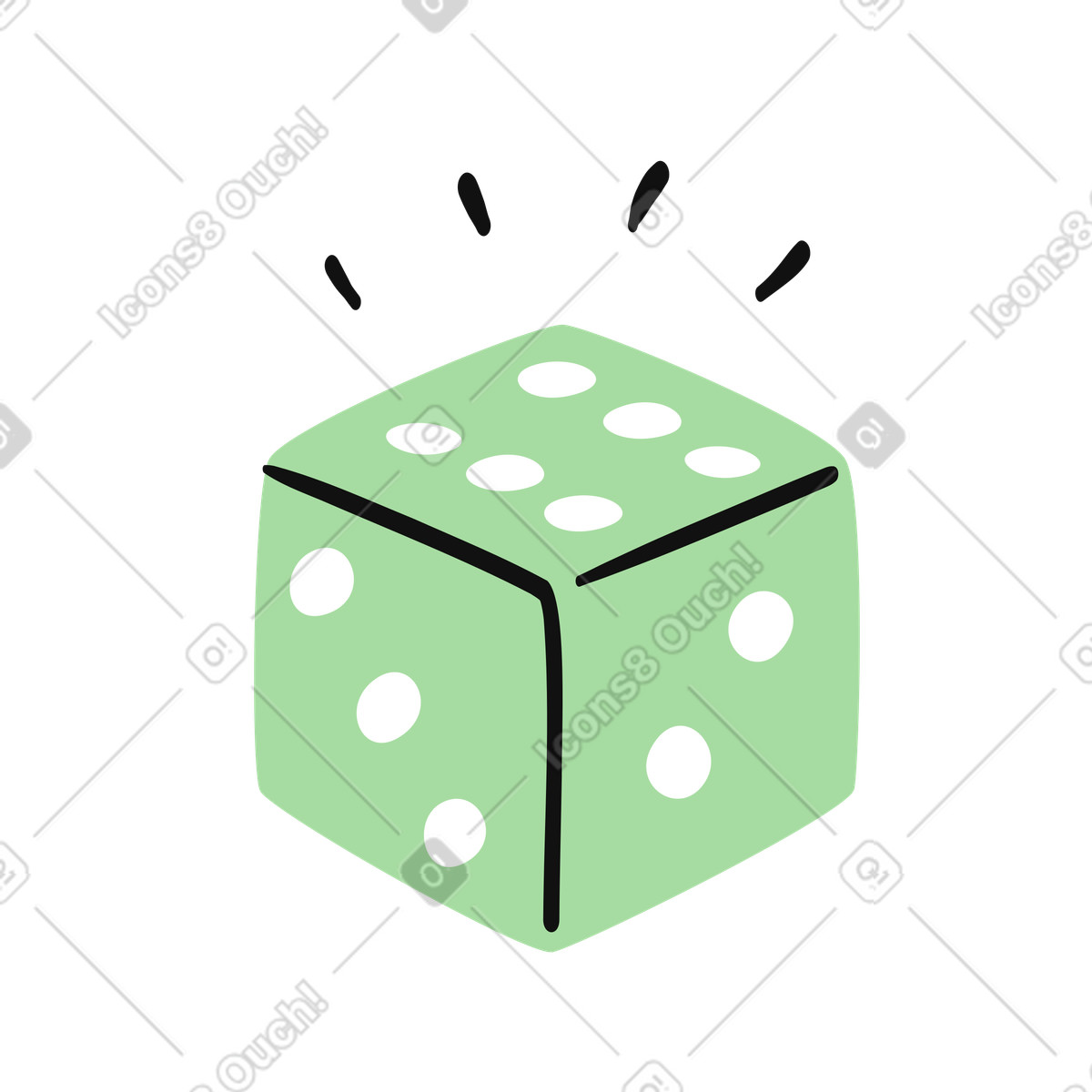 Dice lucky cube with dots and emphasis lines above-Illustration im Organic-Stil als Download in PNG, SVG