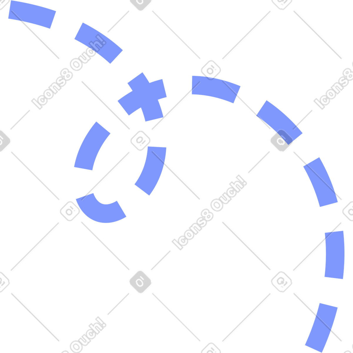 Dashed route line with loop illustration in System style download in PNG, SVG