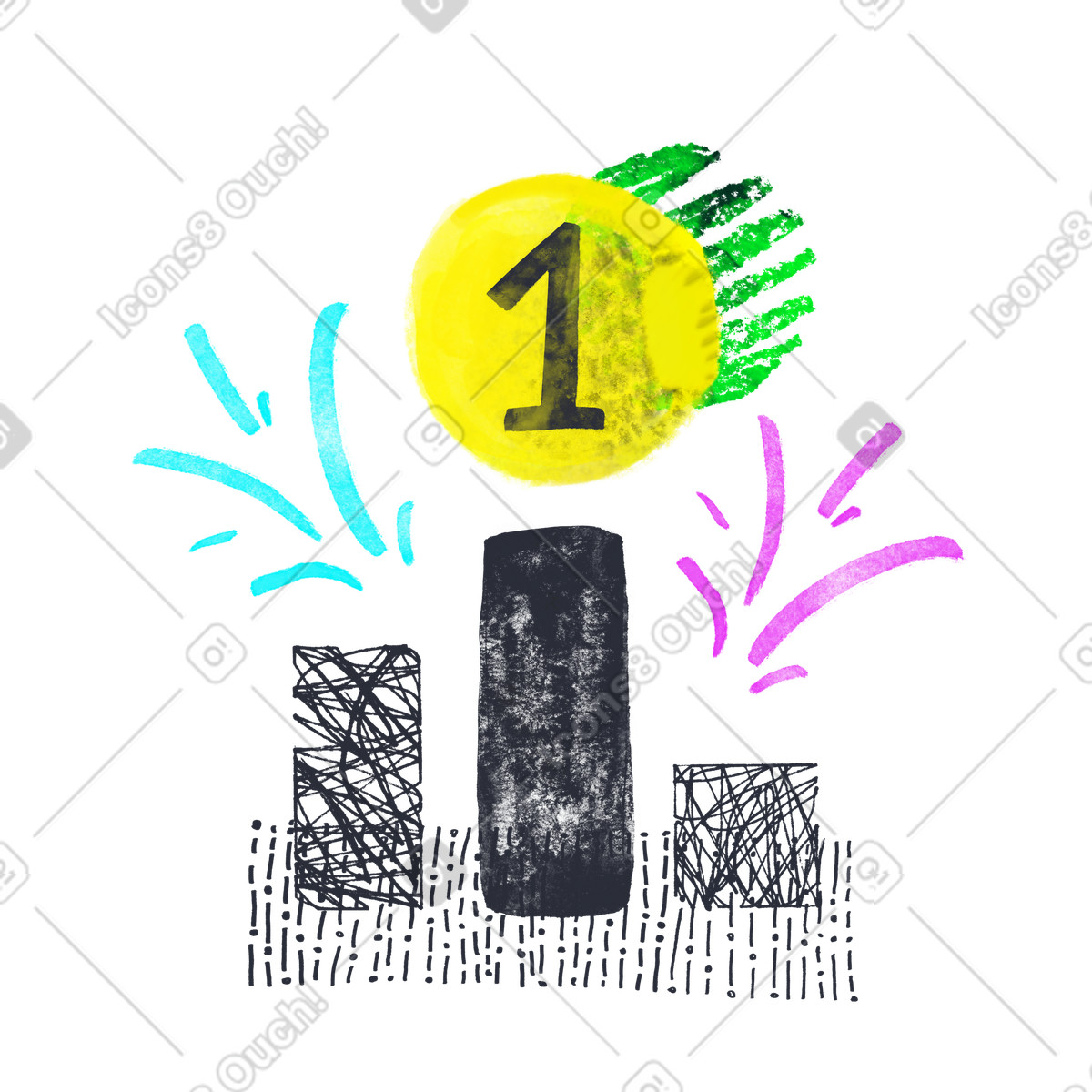 下载 Inky 风格的 第一名的金牌 插画，支持 PNG、SVG 格式