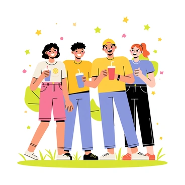 A group of friends captured in a photo and turned into a fun digital cartoon