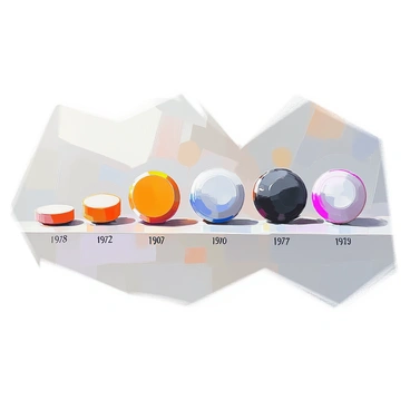 A timeline illustration of the evolution of the hockey puck over the years