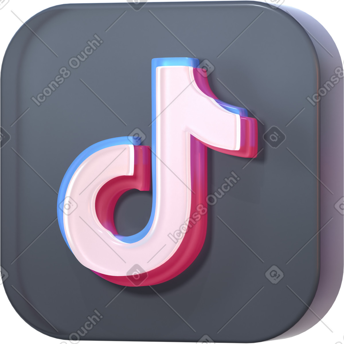 Logo astratto tiktok illustrazione in stile 3D Glassy scarica in PNG, SVG