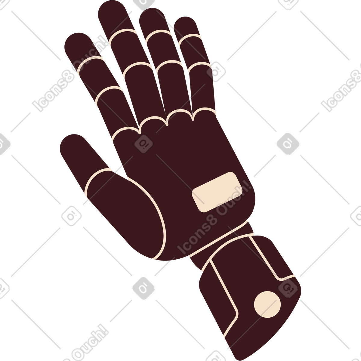 Right robot hand illustration in Folks style download in PNG, SVG
