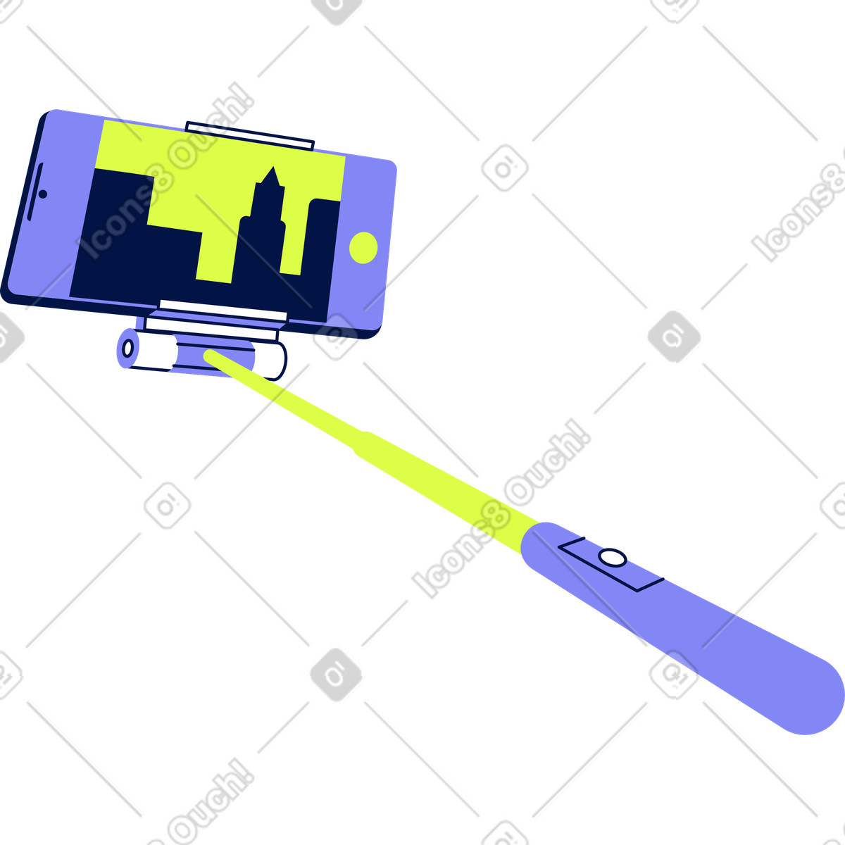 Ilustración Palo selfie con telefono en estilo Glow a descargar en PNG y SVG