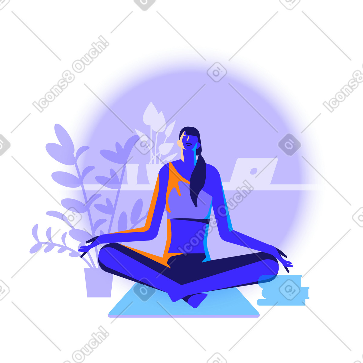 Worky 스타일의 Meditation practice at home, wellness and mental balance 일러스트레이션 PNG, SVG 다운로드