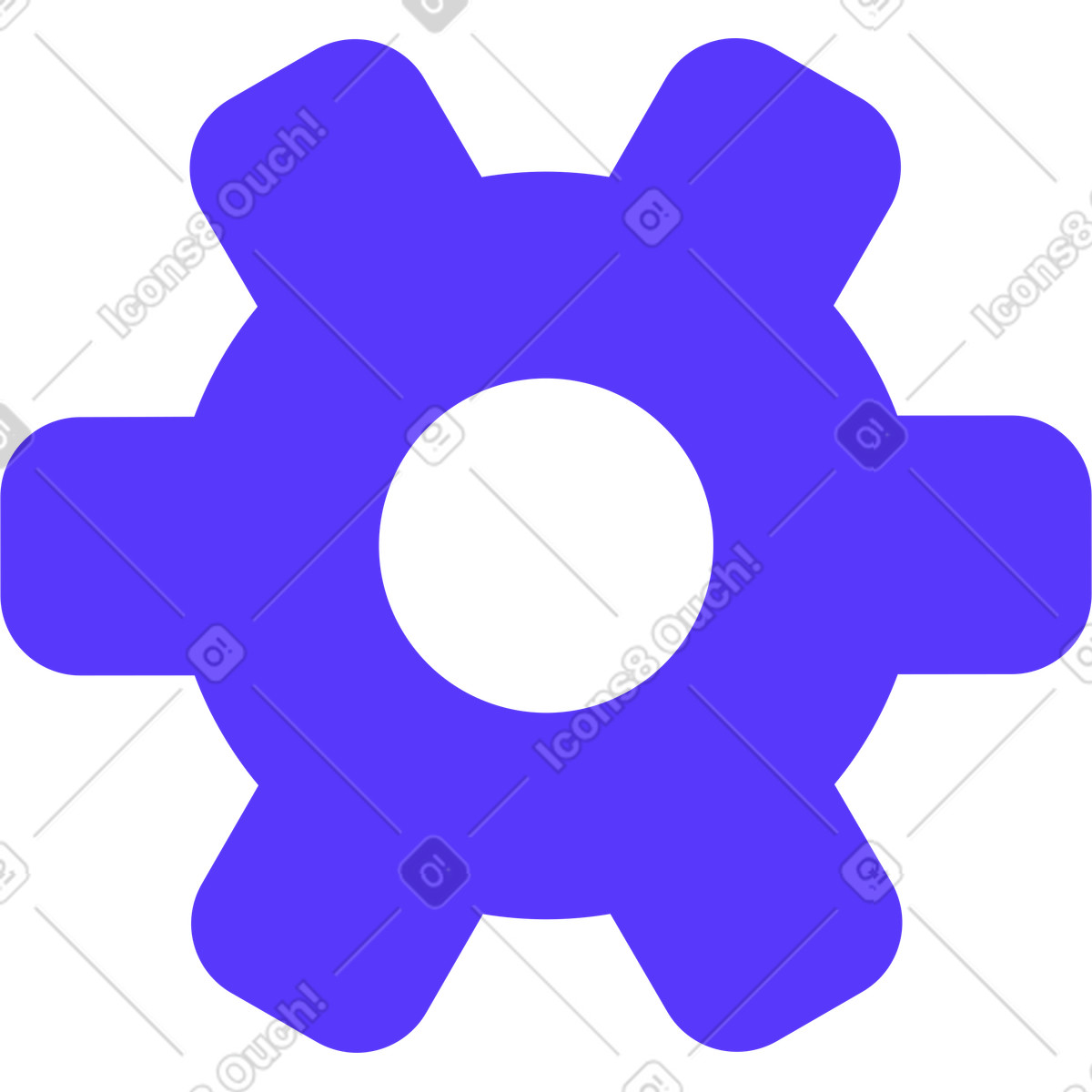 Mechanical blue gear for automation and tools illustration in Pablita style download in PNG, SVG