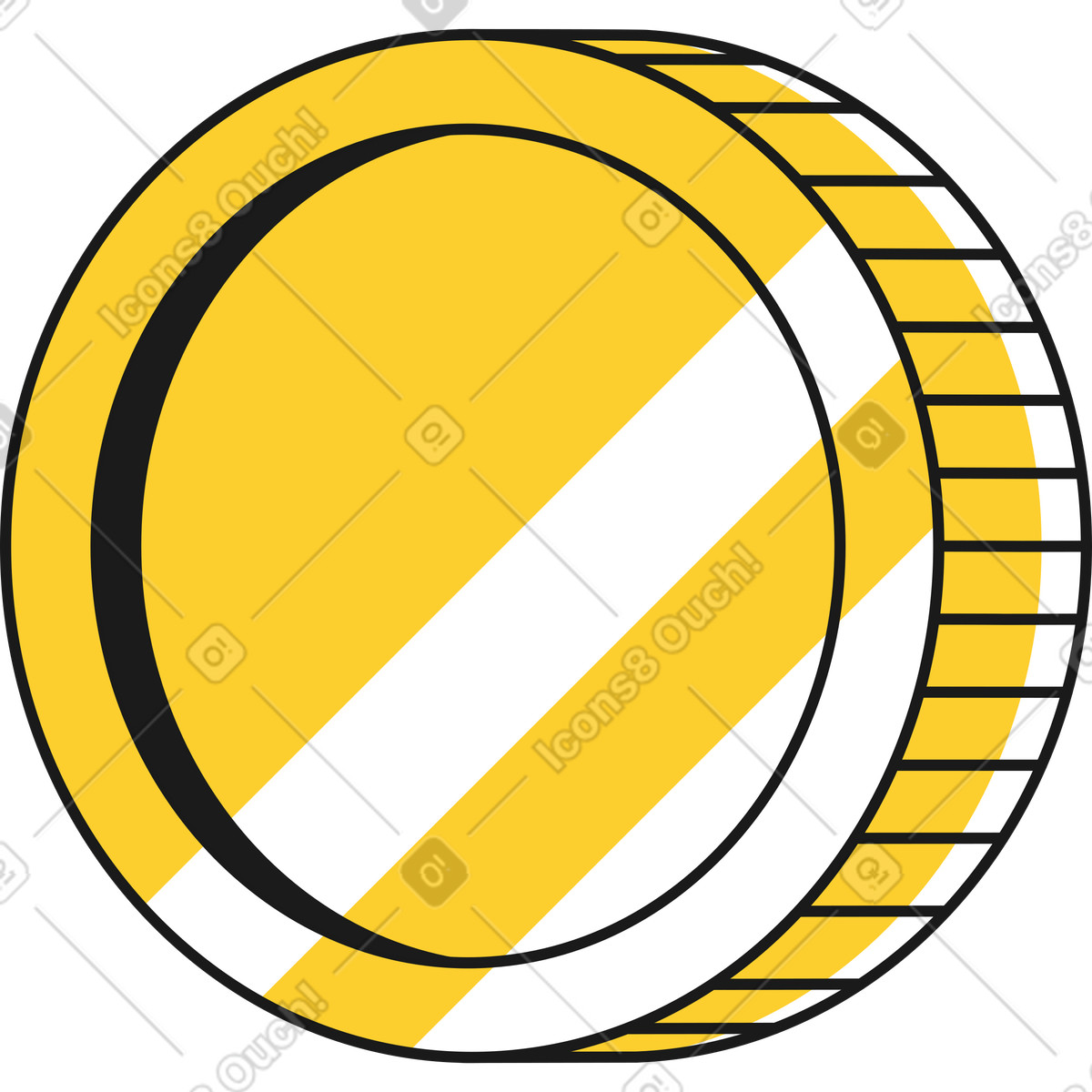 Taxi 스타일의 Yellow round coin with highlights 일러스트레이션 PNG, SVG 다운로드