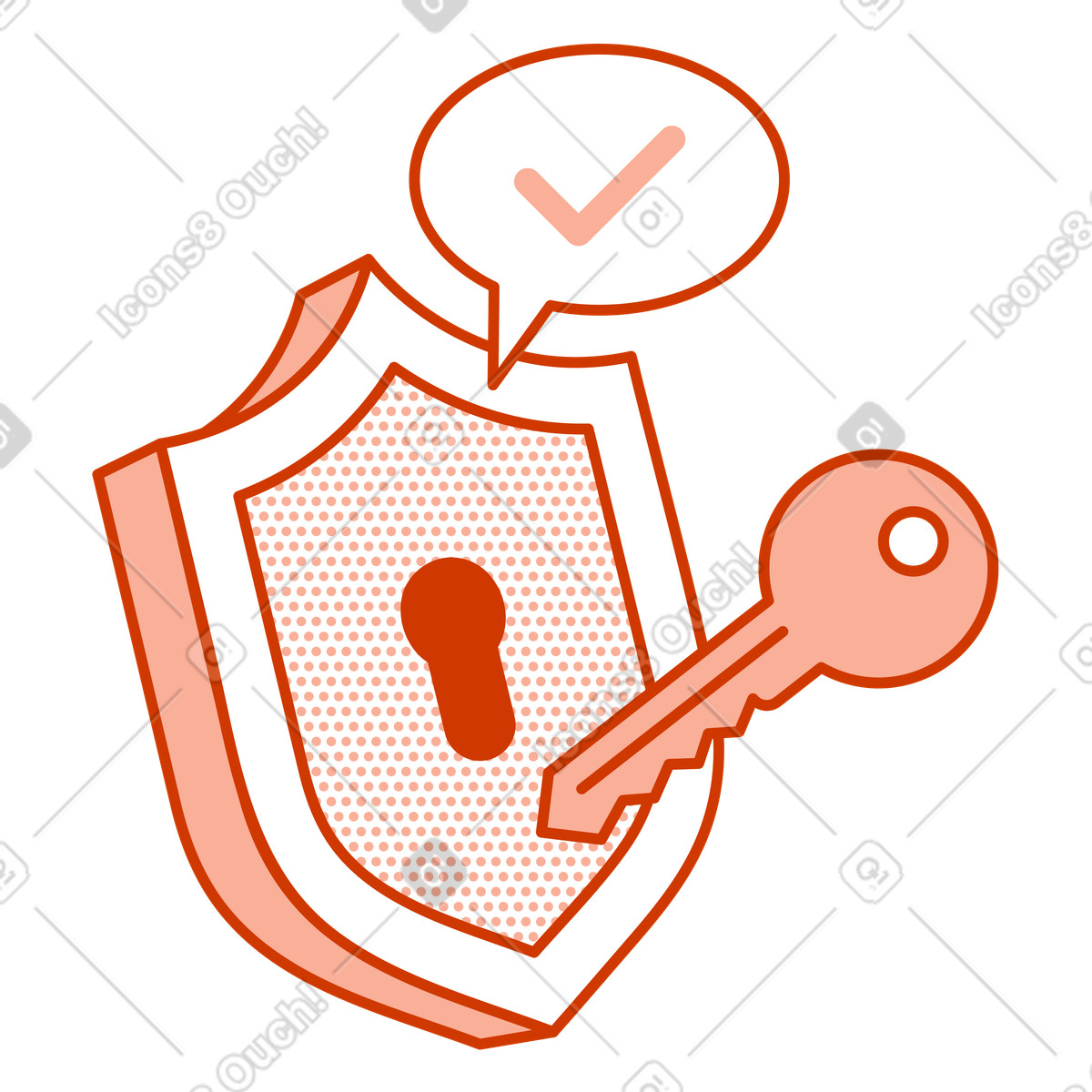 Unlocked Secure Lock with Key illustration in Natty style download in PNG, SVG