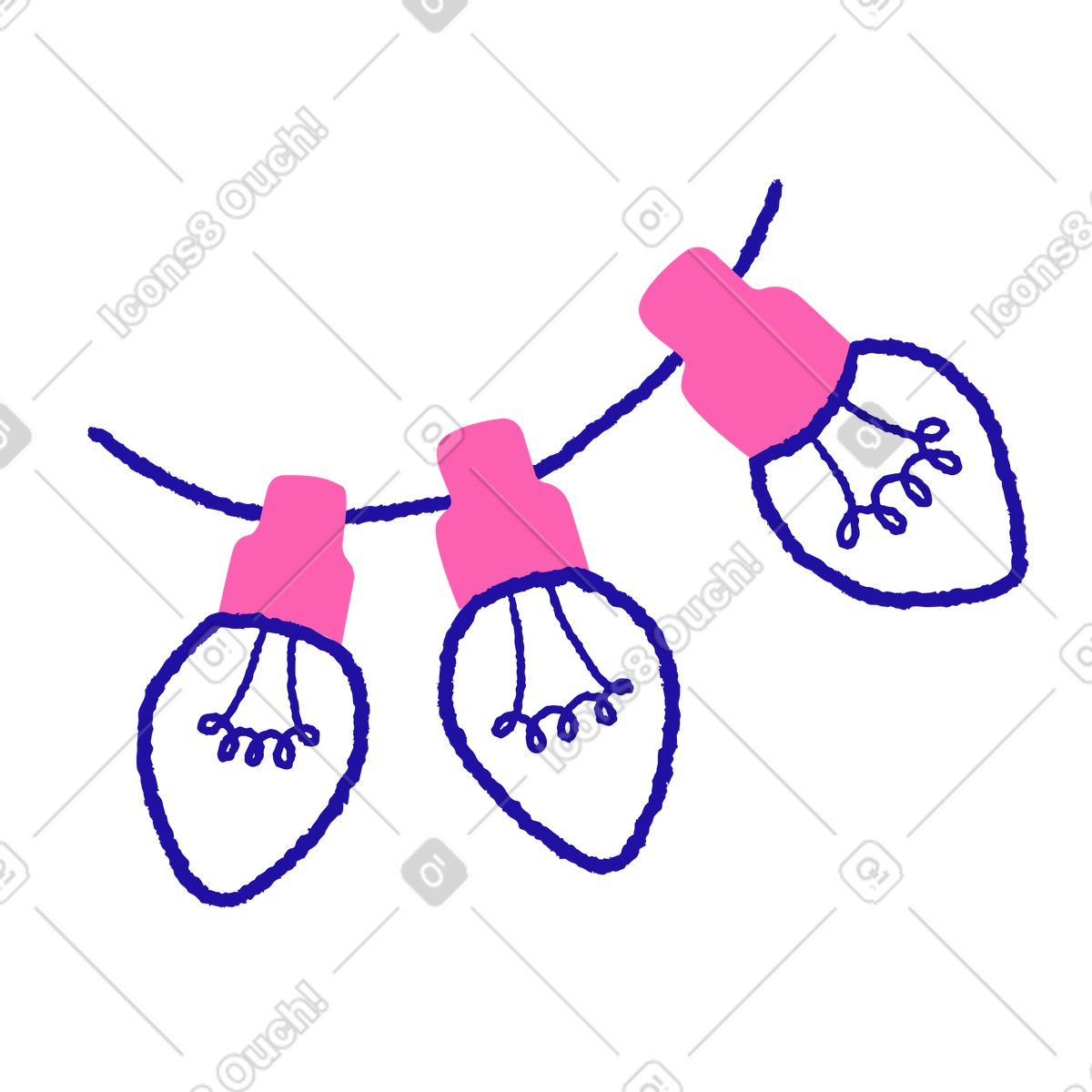 Electric Christmas string lights illustration in Whimsy style download in PNG, SVG