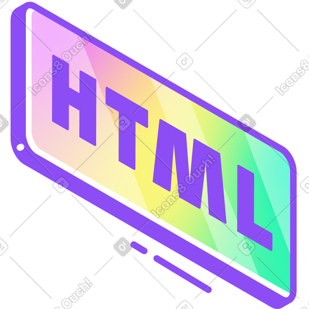 Иллюстрация Надпись html в тексте таблички стиле Holographic — скачать форматах PNG, SVG