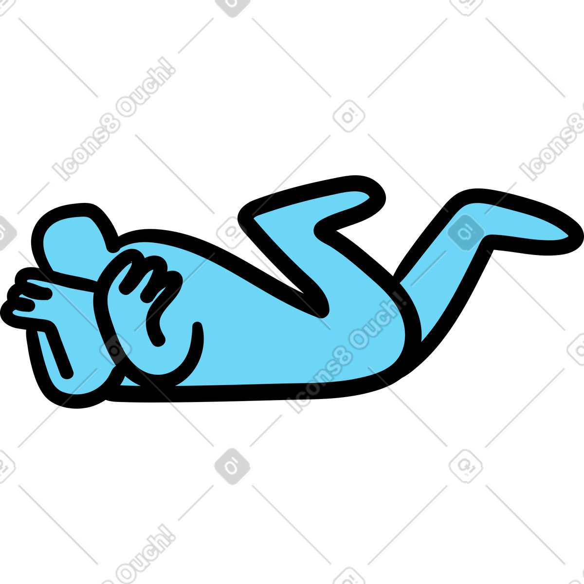 Blue person lying with his legs up in the air illustration Wiggle style download PNG, SVG