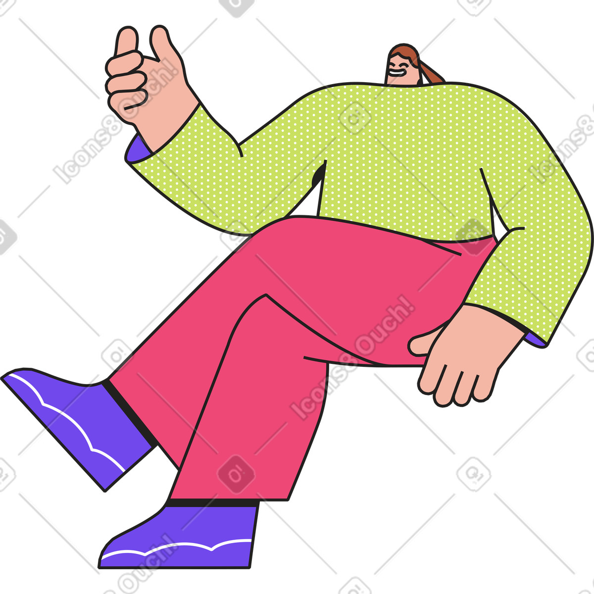 Ilustración Mujer sentada con la mano levantada en estilo Dazzle a descargar en PNG y SVG