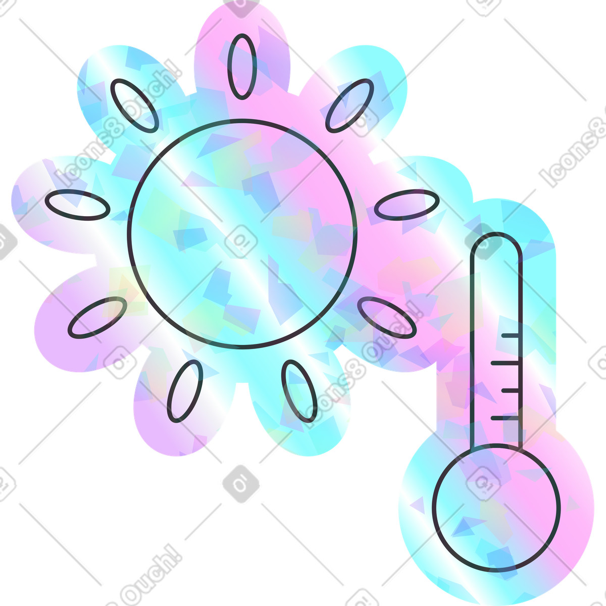 Holostickers スタイルの ホット のイラストをPNG、SVG形式でダウンロード
