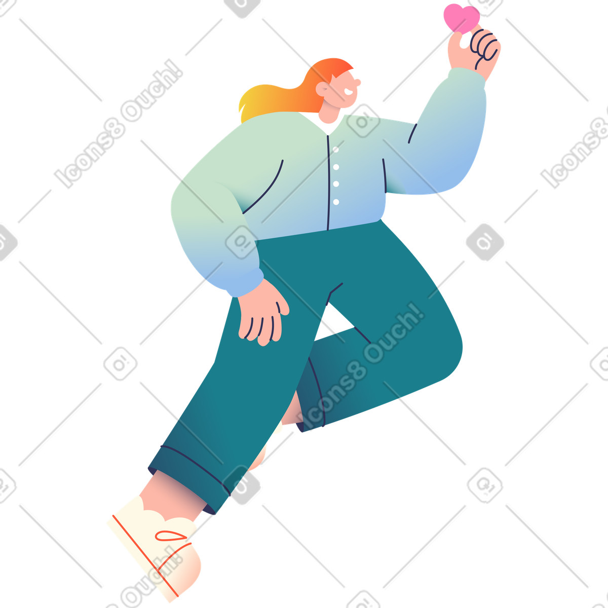 Frau hält ein herz-Illustration im Beam-Stil als Download in PNG, SVG