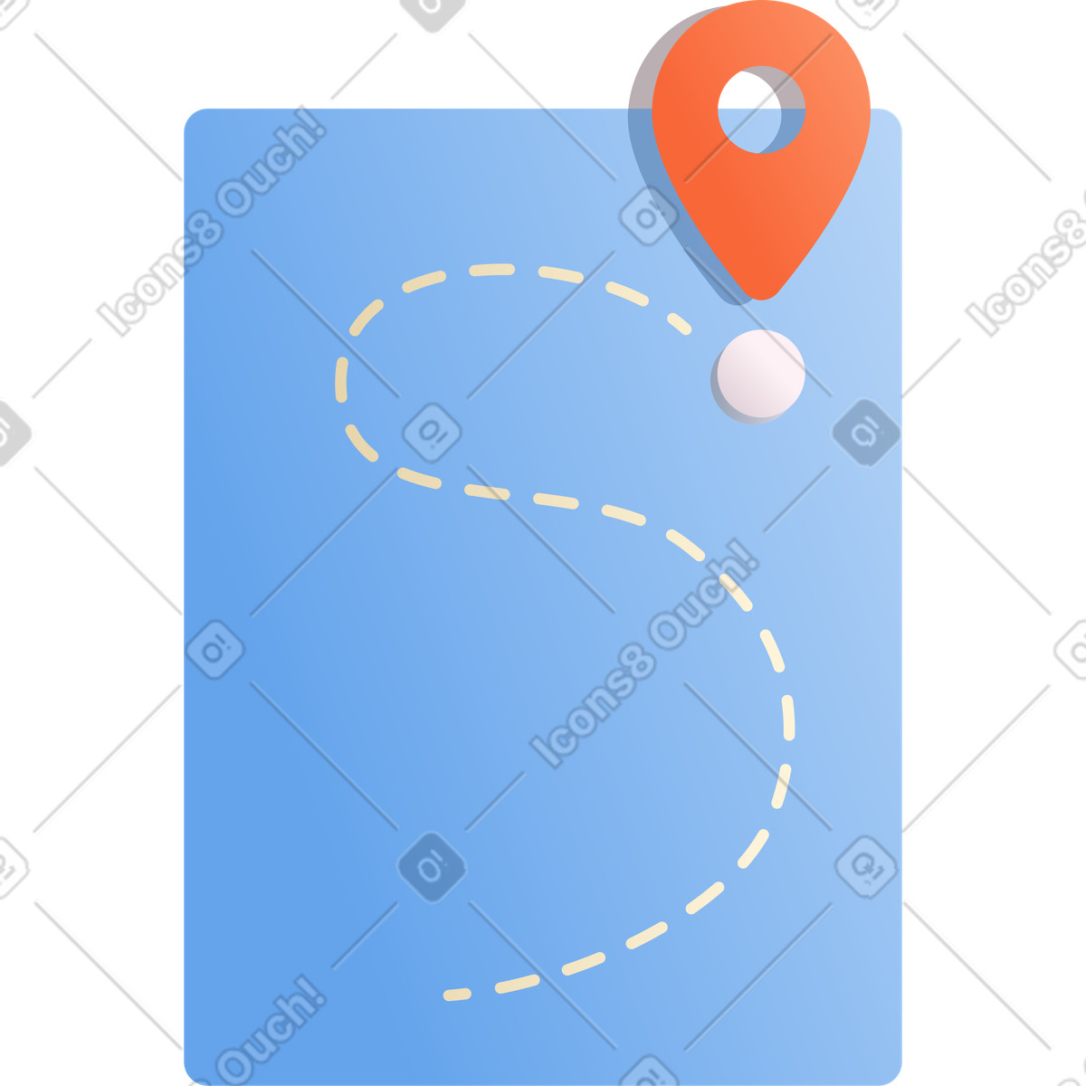 Ilustración Mapa azul con geolocalización en estilo Silky a descargar en PNG y SVG