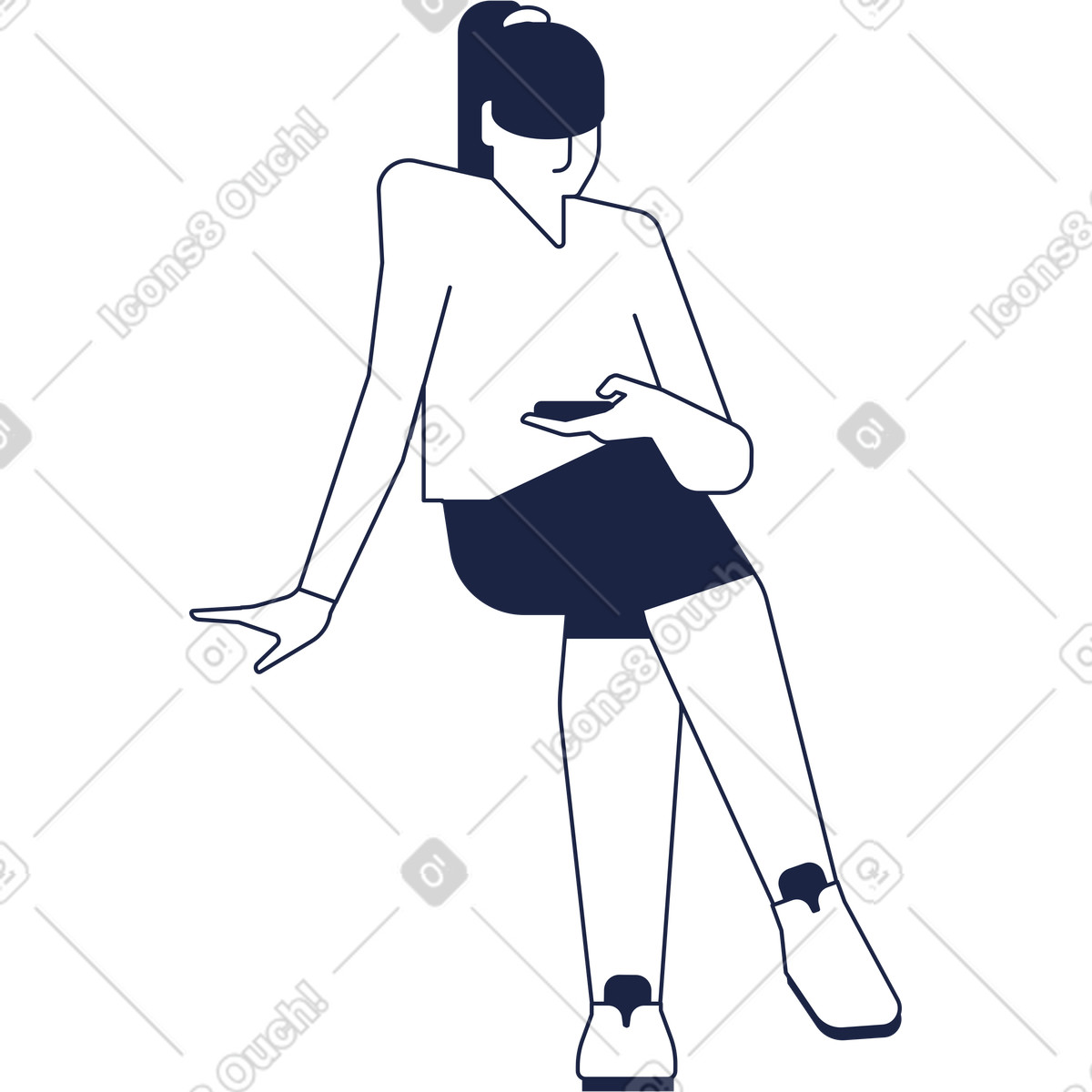 下载 Urban Line 风格的 女人坐线 插画，支持 PNG、SVG 格式