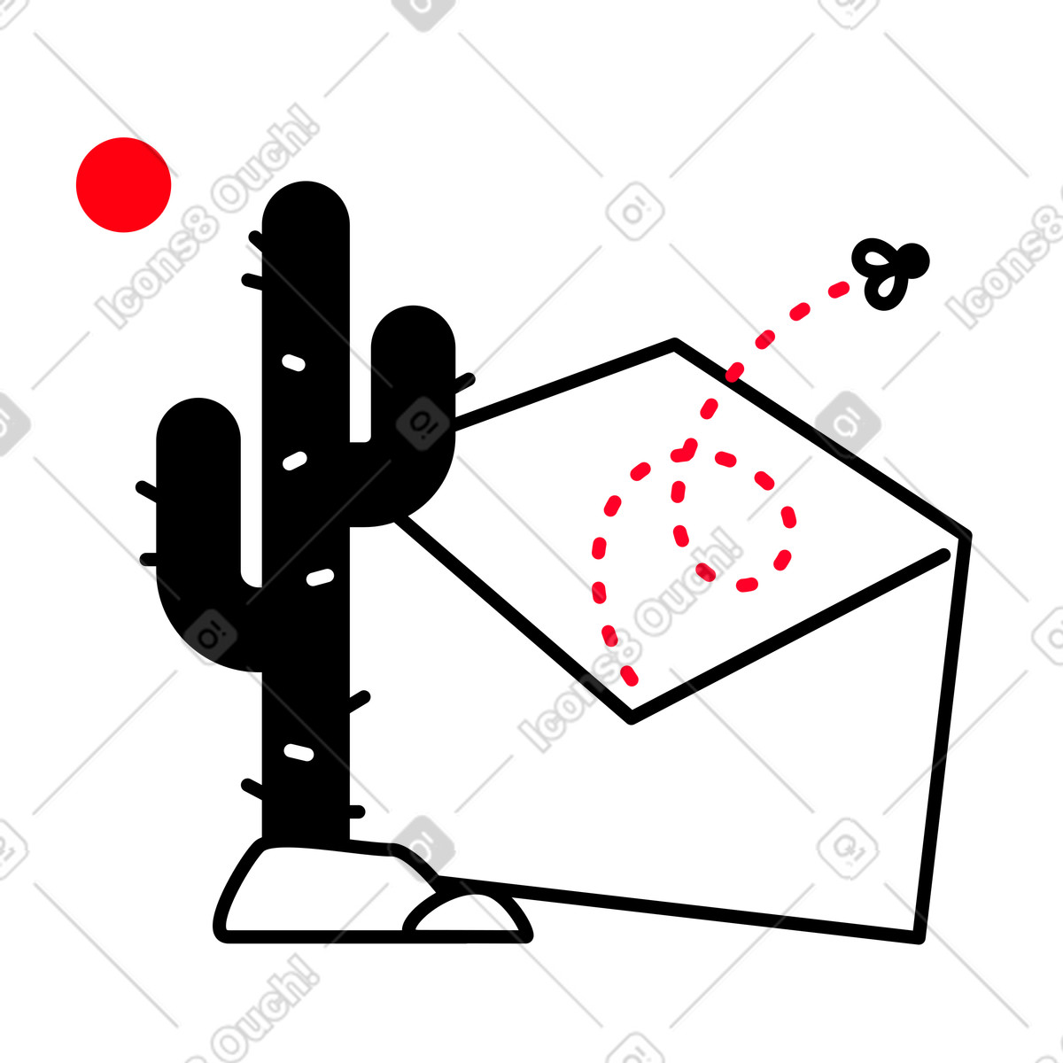 Busta vuota con mosca all'interno illustrazione in stile Transistor scarica in PNG, SVG