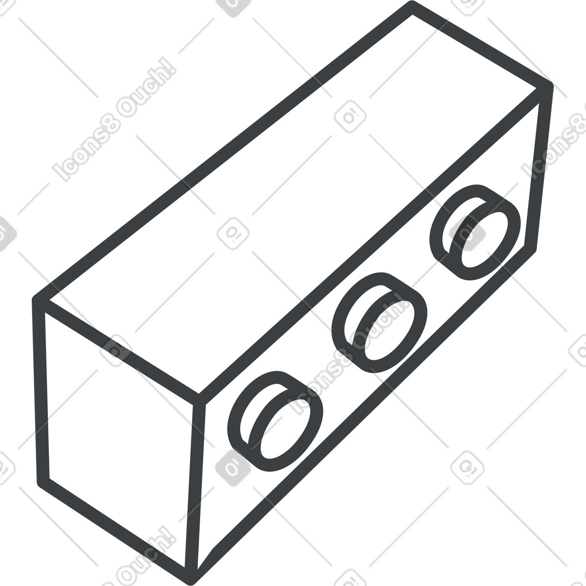 Black contoured lego brick illustration in Kiddo style download in PNG, SVG
