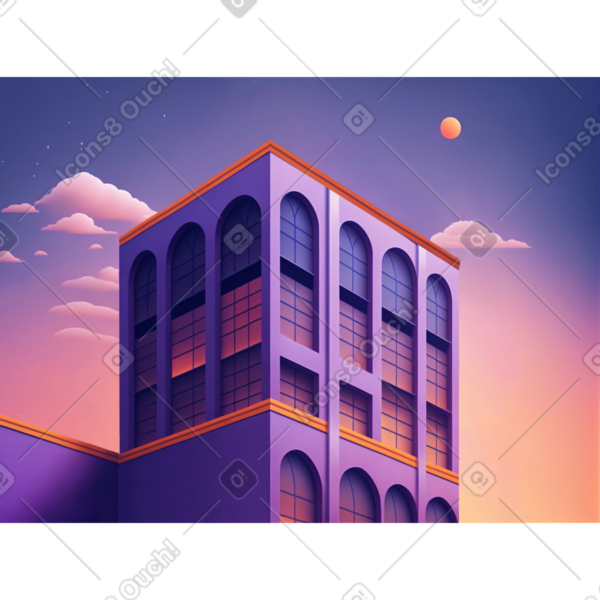 Costruzione futuristica del fumetto 3d illustrazione in stile Experimental scarica in PNG, SVG