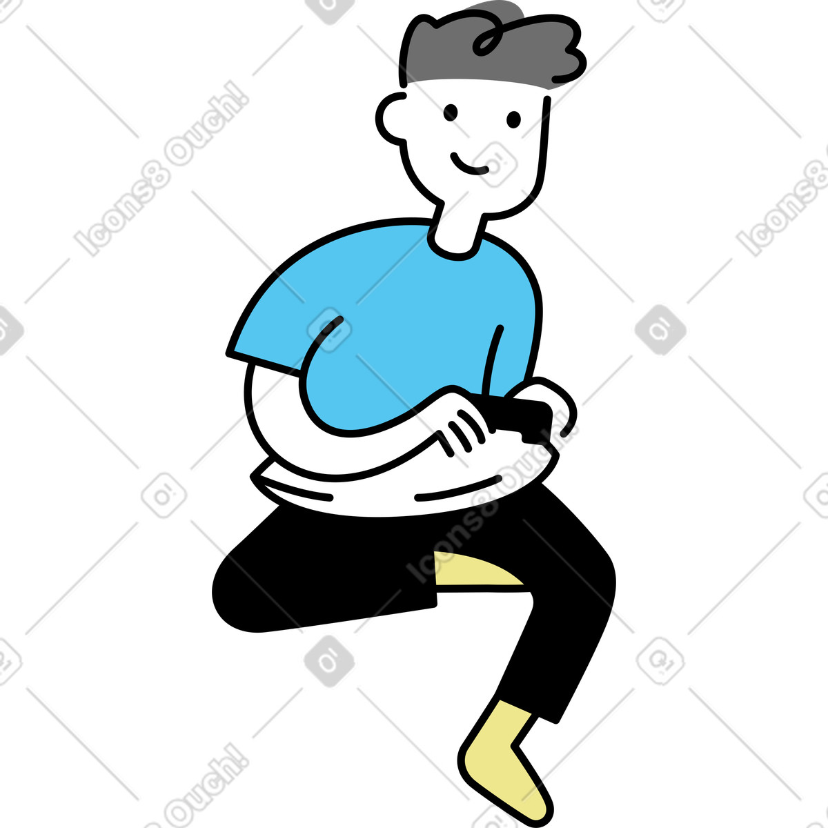 Giovane con un gamepad illustrazione in stile Mochi scarica in PNG, SVG