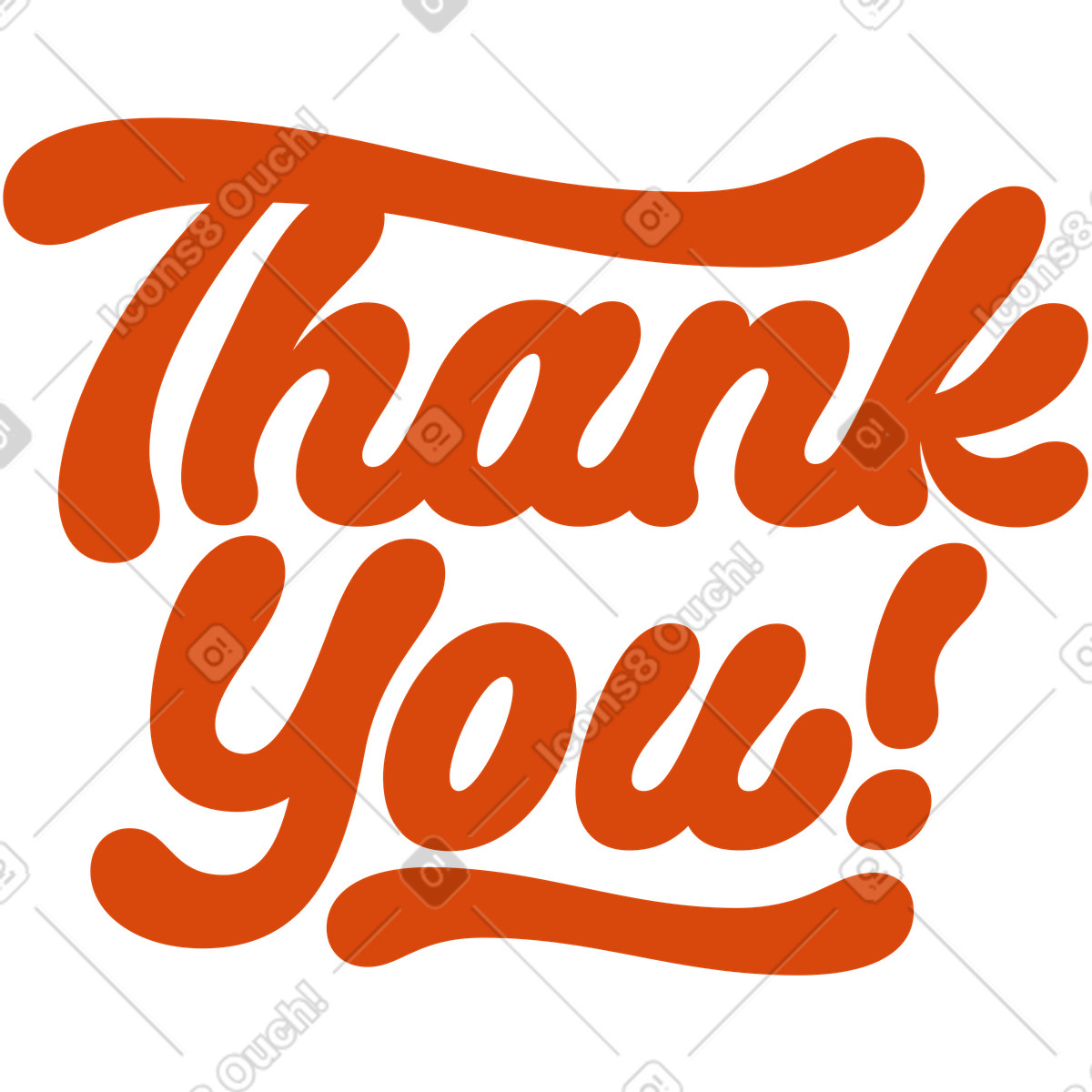 Lettering thank you! text illustration in Orange style download in PNG, SVG