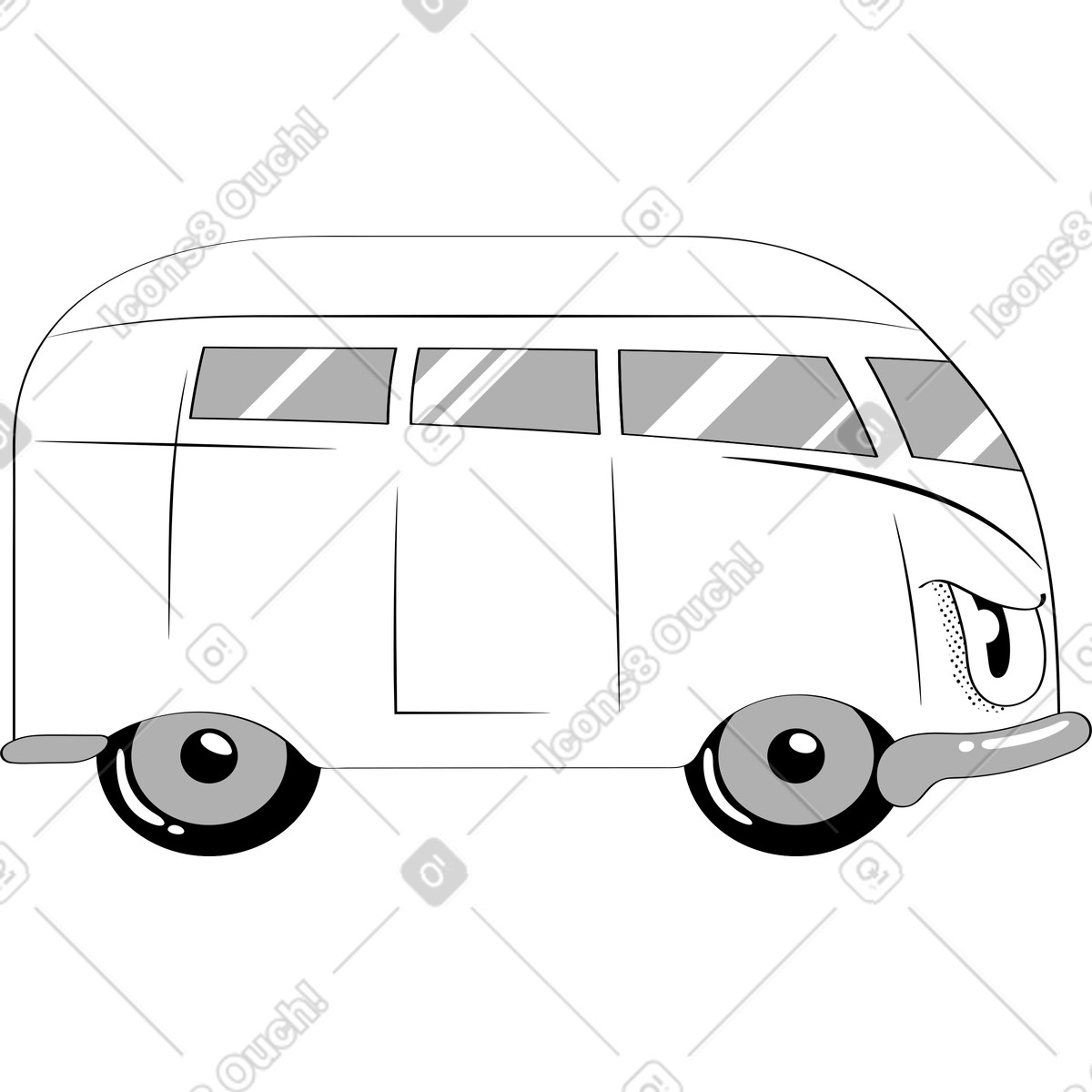 Illustration Fourgonnette dans le style Looney à télécharger aux formats PNG, SVG