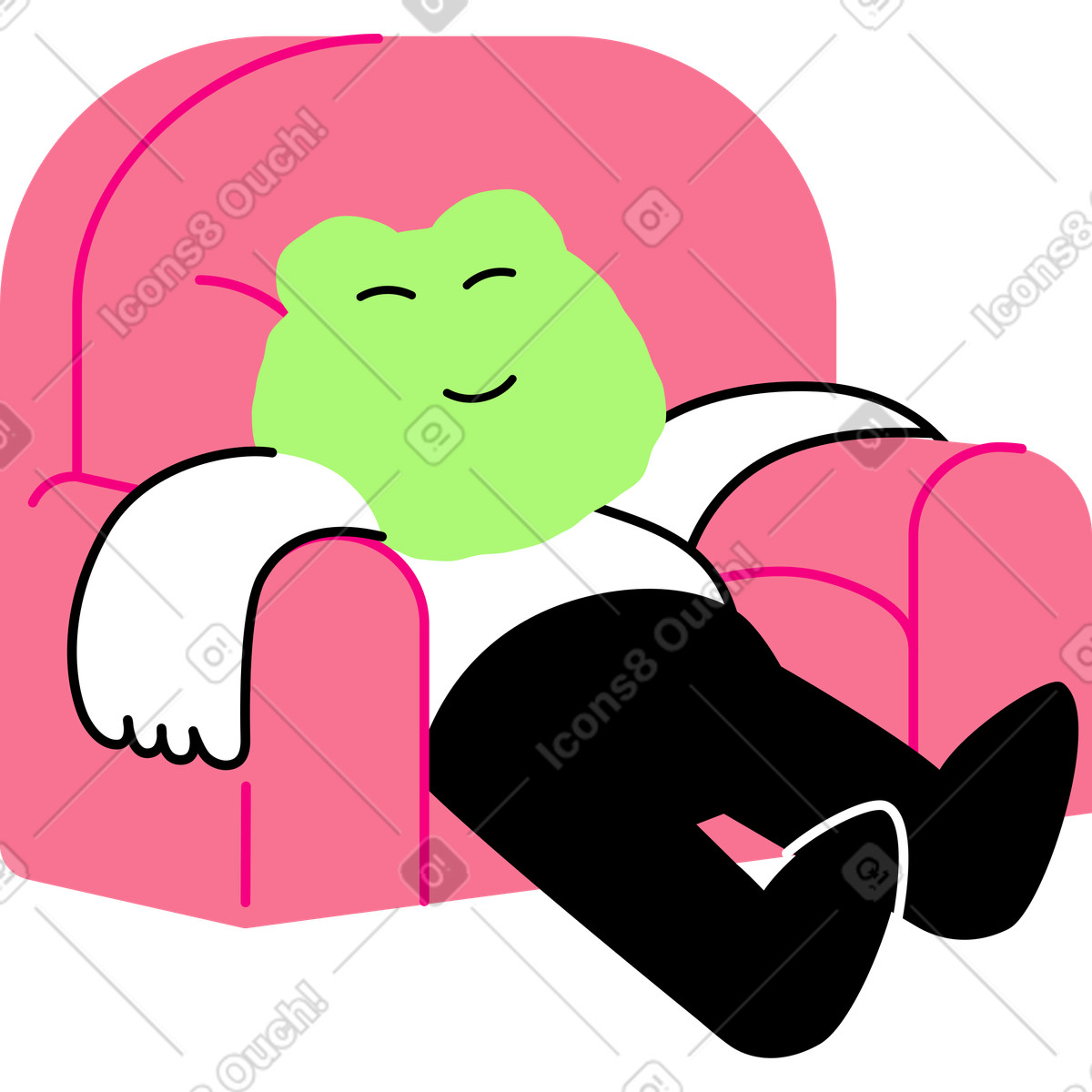 Illustration Personnage endormi sur une chaise dans le style Giggle à télécharger aux formats PNG, SVG