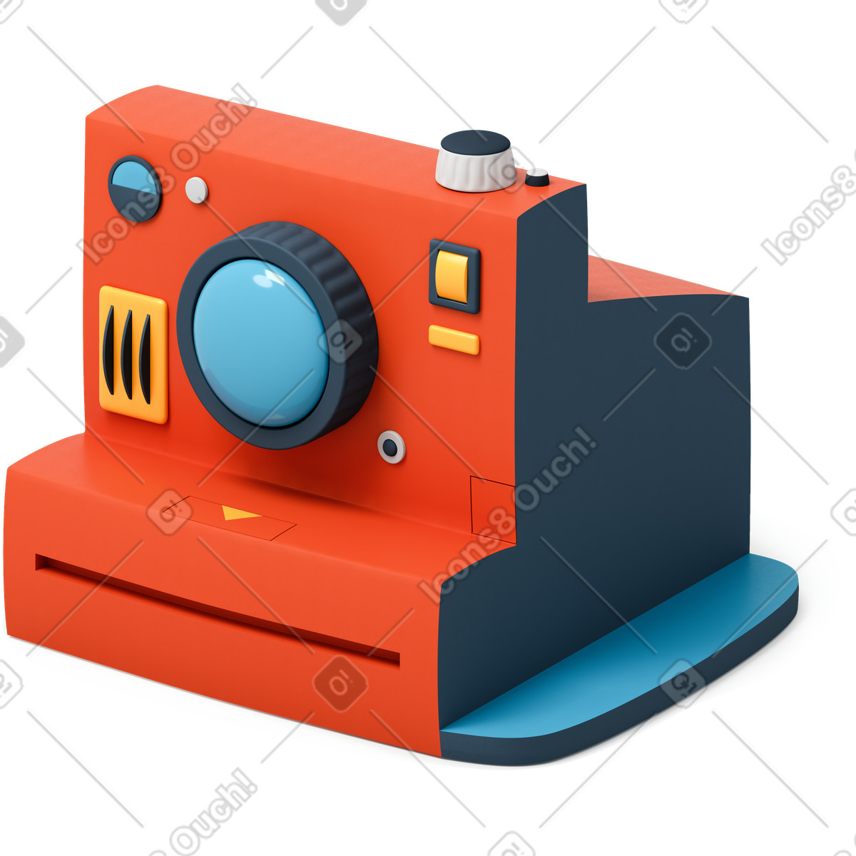 Ilustração de Câmera foto instantânea vermelha em no estilo 3D Flame para baixar em PNG, SVG
