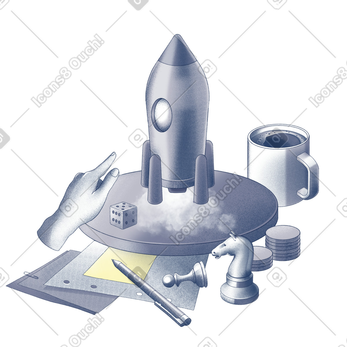 Business startup project launch with rocket symbol illustration in Haze style download in PNG, SVG