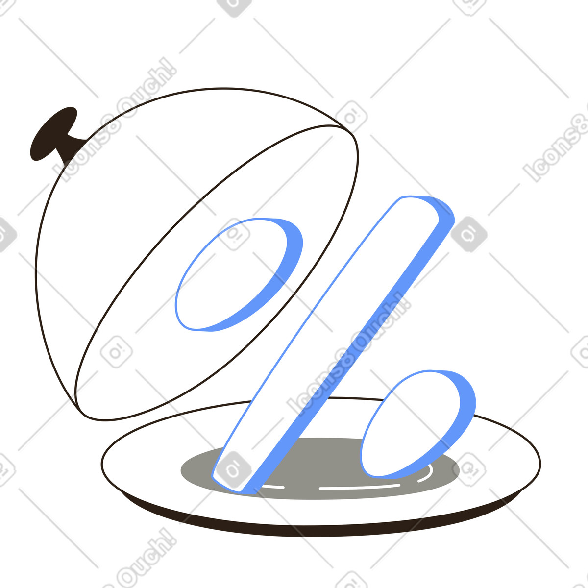Serving plate with percent, Promotion, Sales and Special offer illustration in Plain style download in PNG, SVG