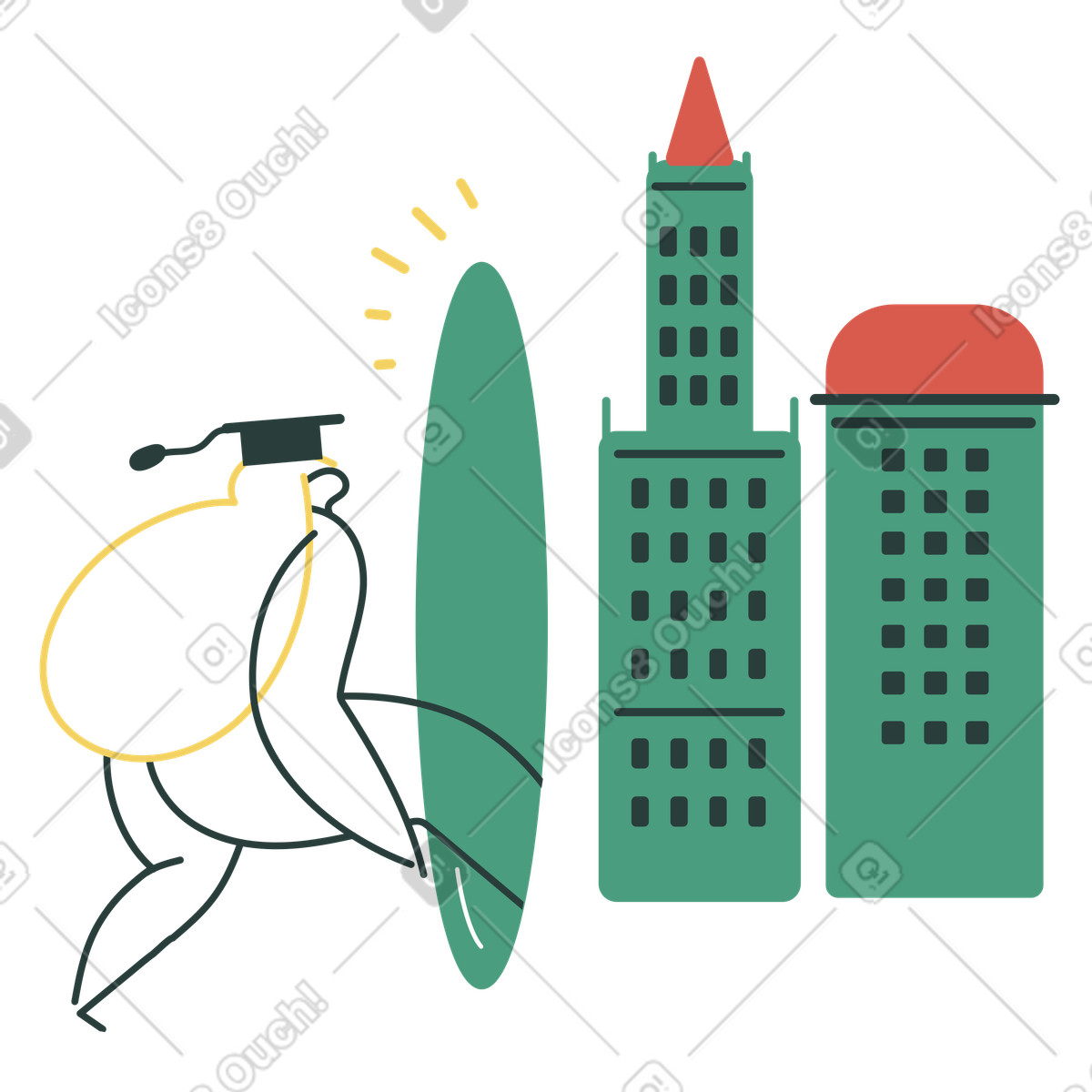 College graduate starting a new life illustration clipart educational graphics vector images