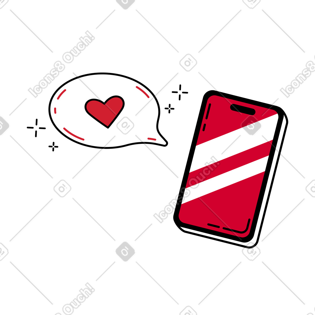 Ilustração de Curtir notificação no telefone em estilo Ruby para baixar em PNG, SVG