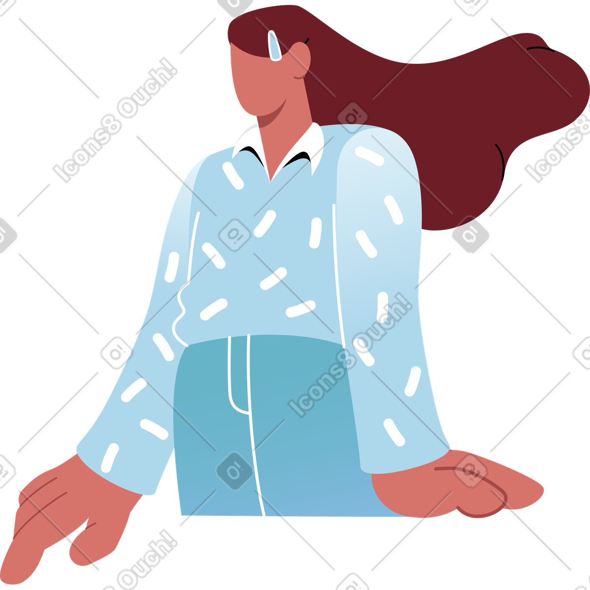 Illustration Vue de face femme dans le style Airy à télécharger aux formats PNG, SVG
