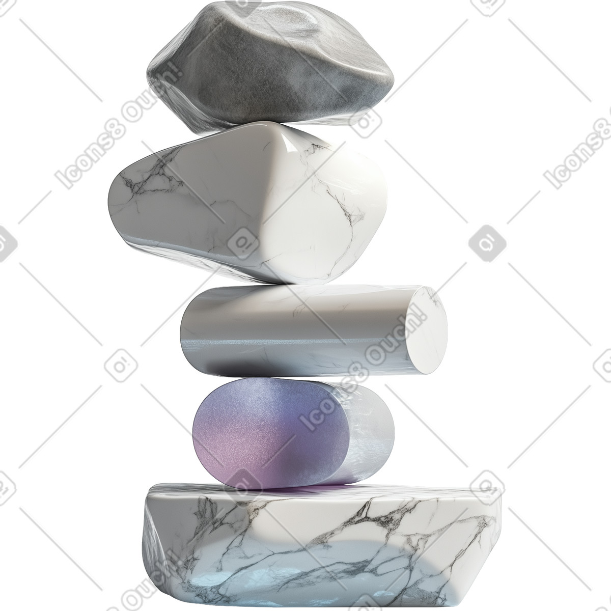 Ilustración Escultura abstracta en 3d hecha de losas y cilindros mármol. estilo Experimental a descargar PNG SVG