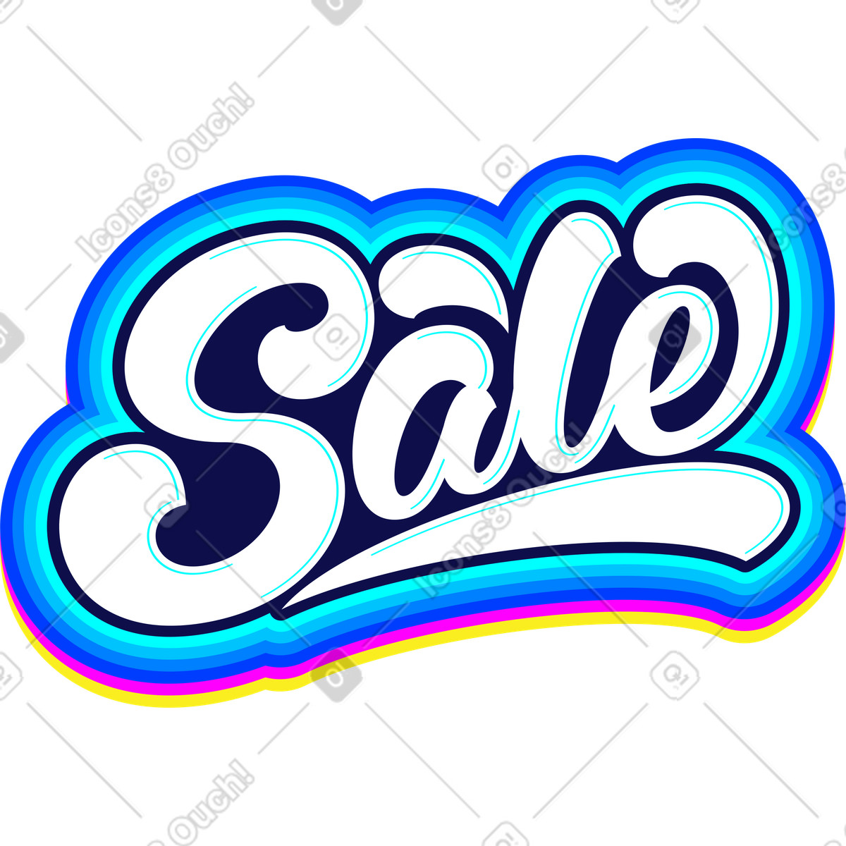 Schriftzug verkauf kalligraphischer offsettext-Illustration im Lettering-Stil als Download in PNG, SVG