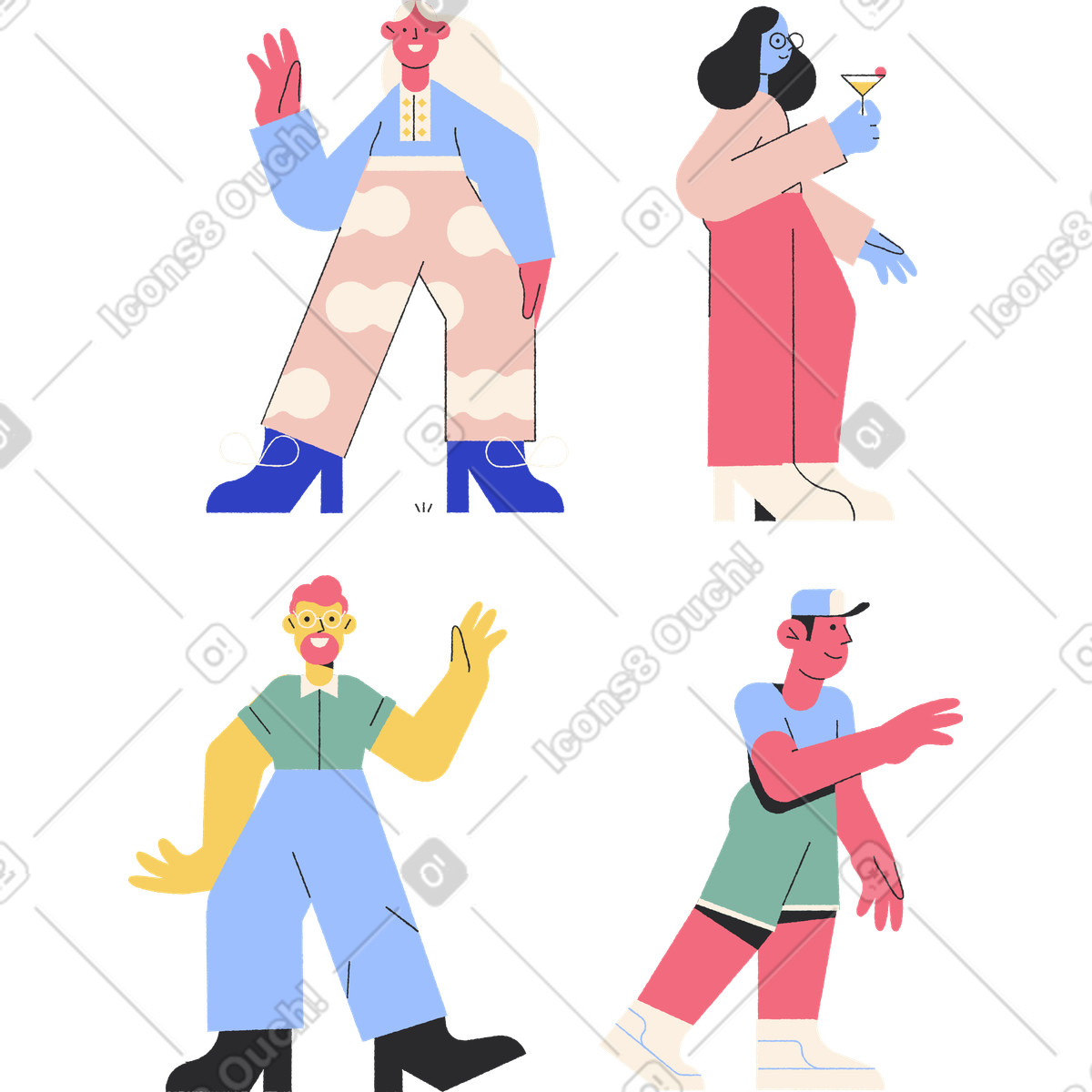Group of people illustrazione in stile Pablo scarica in PNG, SVG