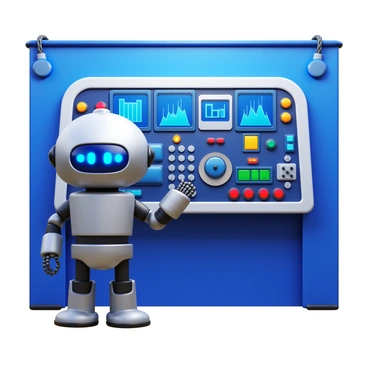 A friendly robot with a sleek metallic body and expressive digital eyes is standing in front of a large control panel. The control panel is filled with numerous colorful buttons, switches, and screens displaying various data metrics. The robot has one hand raised, delicately adjusting a dial on the panel. There are glowing indicators and a few blinking lights on the console, creating a dynamic atmosphere. The background shows wires and cables running along the walls, emphasizing the technology involved in managing DNS settings.