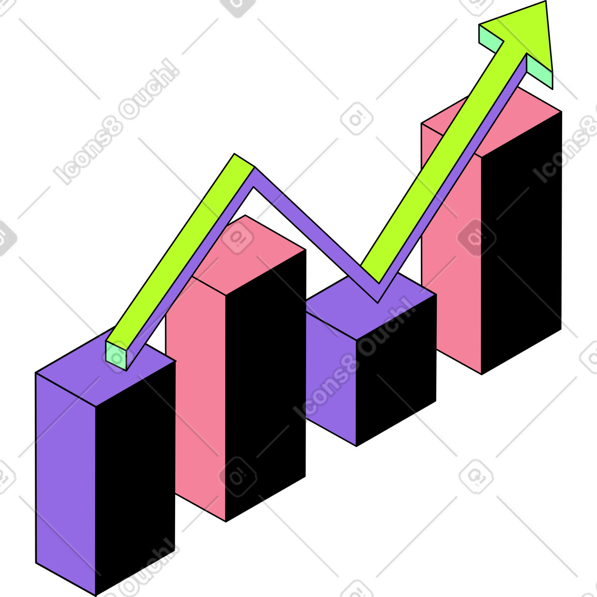 Ilustração de Colunas e setas do gráfico em no estilo Project para baixar em PNG, SVG