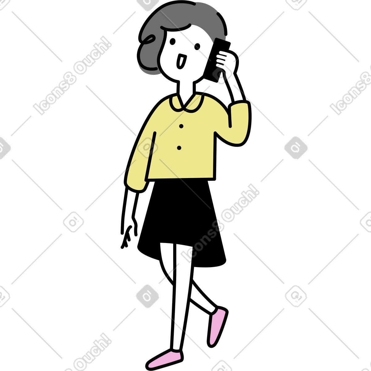 Ilustração de Empresária falando ao telefone em no estilo Mochi para baixar em PNG, SVG