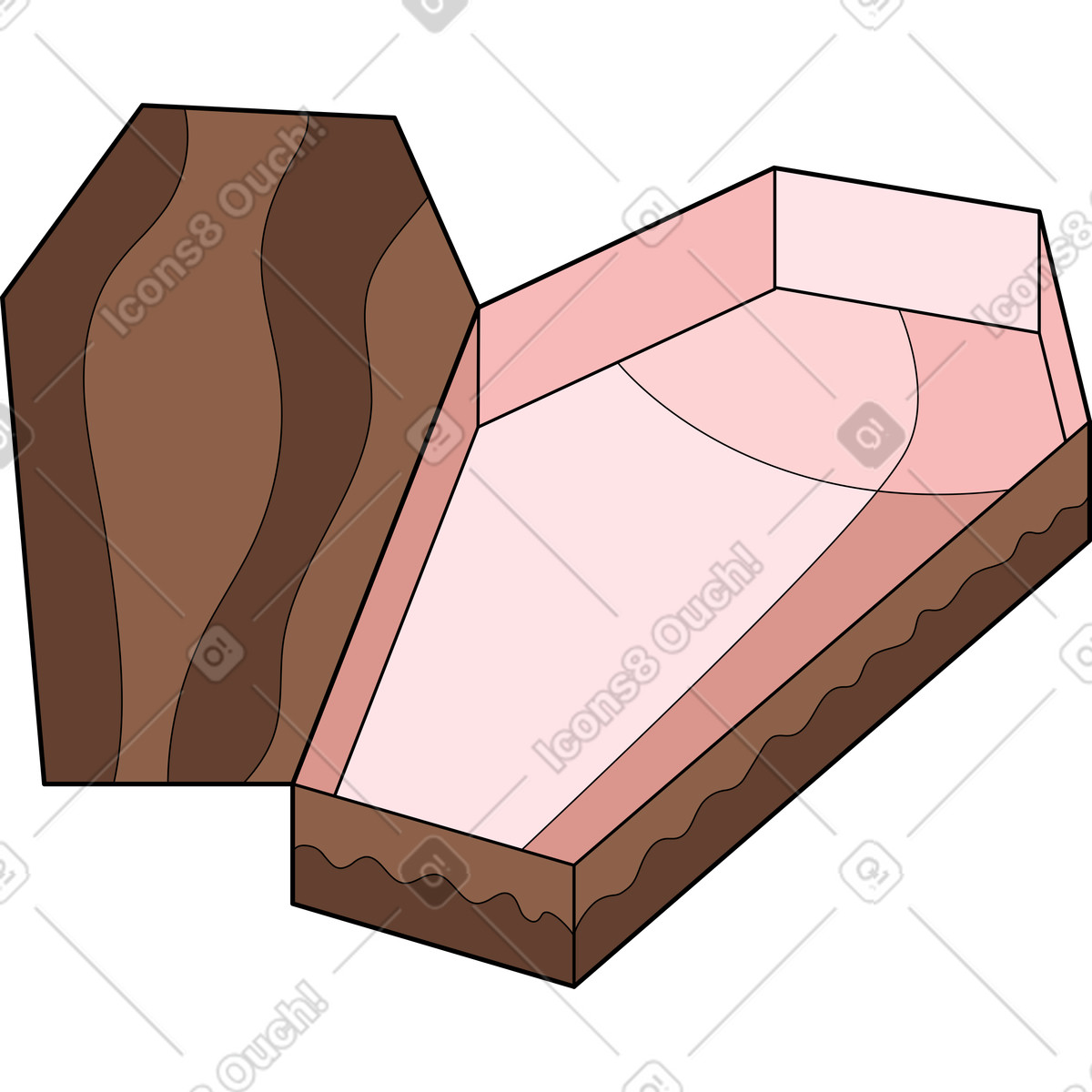 Ilustración Ataúd abierto en estilo Surr a descargar en PNG y SVG